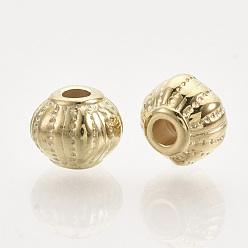 Золотой CCB пластиковые шарики, гофрированные шарики, рондель, золотые, 8x7.5x6.5 мм, Отверстие : 2 мм , около 2500 шт / 500 г