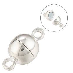 Серебро Латунные магнитные застежки с петлями, без никеля , круглые, серебряный цвет гальваническим, 11.5x6 мм, отверстие : 1.2 мм