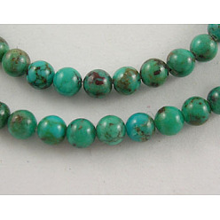 Turquoise Hubei Perles naturelles turquoise hubei, ronde, 4mm, Trou: 0.7mm, Environ 100 pcs/chapelet, 16 pouce
