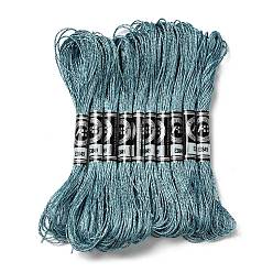 Dark Turquoise 10 Skeins 12-Ply Metallic Polyester Embroidery Floss, Glitter Cross Stitch Threads for Craft Needlework Hand Embroidery, Friendship Bracelets Braided String, Dark Turquoise, 0.8mm, about 8.75 Yards(8m)/skein