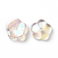 Clear AB Transparent Spray Painted Glass Beads, Sakura Flower, Clear AB, 9.5x10x3mm, Hole: 1.2mm