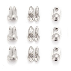 Stainless Steel Color 304 Stainless Steel Bead Tips, Calotte Ends, Clamshell Knot Cover, Stainless Steel Color, 6x3mm, Hole: 1mm, Inner Diameter: 3mm