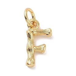 Letter F Brass Pendants, with Jump Ring, Golden, Letter Charm, Letter F, 12x6x2mm, Hole: 3mm