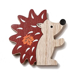 Hedgehog Cabochons en bois imprimés simple face d'automne, hérisson, 107x107x12mm