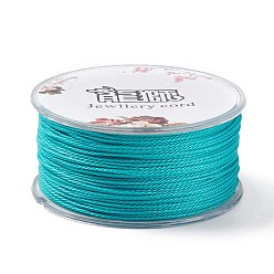 Dark Turquoise Round Waxed Polyester Cord, Twisted Cord, Dark Turquoise, 1mm, about 49.21 Yards(45m)/Roll