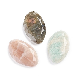 Смешанные камни Кабошоны из натурального смешанного драгоценного камня, лошадиный глаз , граненые, 28~28.5x17~17.5x4.5~5 мм