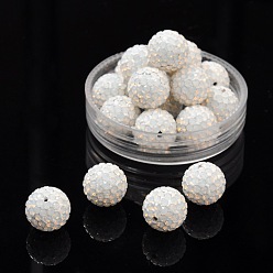 234_White Opal Czech Glass Rhinestones Beads, Polymer Clay Inside, Half Drilled Round Beads, 234_White Opal, 10mm, Hole: 1mm
