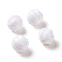 White Opaque Acrylic Beads, Pumpkin, White, 11.7mm, Hole: 1.8mm, about 590pcs/500g