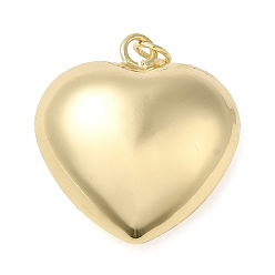 Chapado en Oro Real 18K Acumular colgantes de chapado de latón, con anillo de salto, encanto de corazón inflado, real 18 k chapado en oro, 27.5x25.5x13 mm, agujero: 3 mm