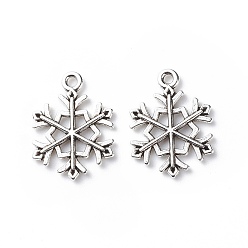 Antique Silver Tibetan Style Alloy Pendants, Lead Free & Cadmium Free, Snowflake, for Christmas, Antique Silver, 21x16x2mm, Hole: 2mm