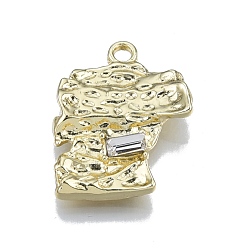 Light Gold Acumular colgantes de aleación de revestimiento, con diamante de imitación, sin cadmio y níque y plomo, leopardo, la luz de oro, 23x17.5x4 mm, agujero: 2 mm