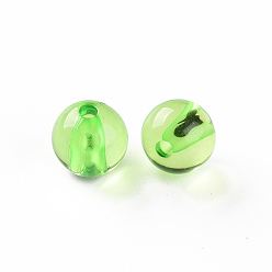 Pelouse Verte Perles acryliques transparentes, ronde, pelouse verte, 10x9mm, trou: 2 mm, environ 940 pcs / 500 g