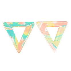 Colorful Acrylic Pendants, Triangle, Colorful, 34x30x2mm, Hole: 1.5mm