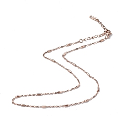 Rose Gold Ion Plating(IP) 304 Stainless Steel Column Link Chain Necklace for Men Women, Rose Gold, 15.98 inch(40.6cm)