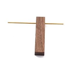 SillínMarrón Soportes de joyería de exhibición de aretes de aro colgante de madera, soporte de exhibición de aretes de barra en t de latón, saddle brown, 15x2.05x10.5 cm