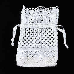 Ivoire Sacs-cadeaux à cordon en coton et fibre de lait, pour bijoux et baby showers emballage sac de faveur de mariage, blanc crème, 15~16x10~11x0.3 cm