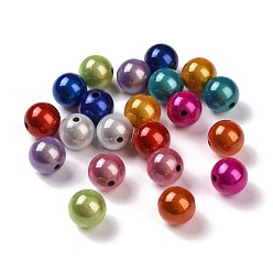 Mixed Color Spray Painted Acrylic Beads, Miracle Beads, Round, Bead in Bead, Mixed Color, 11.5x12x12mm, Hole: 2mm, about 530pcs/500g. 