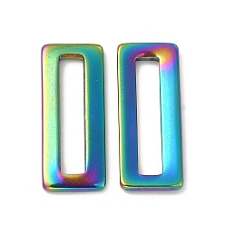 Rainbow Color Placage ionique (ip) 304 anneaux de liaison en acier inoxydable, rectangle, couleur arc en ciel, 20x8x1.5mm, Trou: 16x3mm