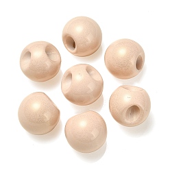Pêche Placage uv perles européennes acryliques opaques, Perles avec un grand trou   , avec de la poudre d'or, ronde, peachpuff, 19x19mm, Trou: 4mm