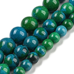 Chrysocolle Perles synthétiques chrysocolla brins, teint, ronde, 6mm, Trou: 0.8mm, 14.76' (37.5 cm), à propos de: 66 pcs / brin