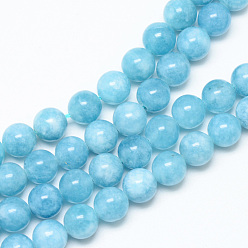 Autres Quartzs Brins de perles de quartz bleu naturel, imitation couleur amazonite, ronde, teint, 6mm, Trou: 1mm, Environ 61~66 pcs/chapelet, 14.76~15.16 pouce