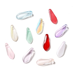 Couleur Mélangete Pulvériser perles de verre transparentes peintes, top foré, larme, couleur mixte, 16x6x4mm, Trou: 1mm