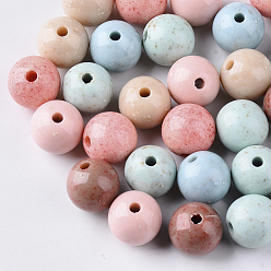 Mixed Color Antique Style Opaque Acrylic Beads, Round, Mixed Color, 10mm, Hole: 2mm, about 900pcs/500g