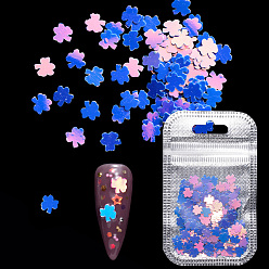 Slate Blue Shining Nail Art Glitter, Manicure Sequins, DIY Sparkly Paillette Tips Nail, Clover, Slate Blue, 6x6x0.3mm, about 2g/bag