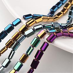 Mixed Color Electroplate Non-magnetic Synthetic Hematite Bead Strands, Rectangle, Mixed Color, 6x4x3mm, Hole: 1mm, about 67pcs/strand, 15.7 inch