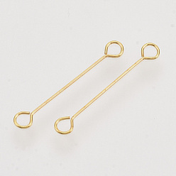 Golden Iron Eye Pins, Cadmium Free & Lead Free, Double Sided Eye Pins, Golden, 20x0.4mm, Hole: 1.8mm, Head: 3mm
