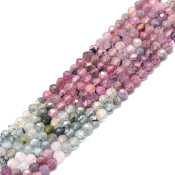 Tourmaline Natural Tourmaline Beads Strands, Faceted, Round, 2mm, Hole: 0.6mm, about 154pcs/strand, 15.16''~15.55''(38.5~39.5cm)