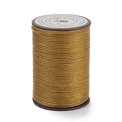 Verge D'or Ficelle ronde en fil de polyester ciré, cordon micro macramé, cordon torsadé, pour la couture de cuir, verge d'or, 0.8mm, environ 54.68 yards (50m)/rouleau