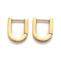 Oro 304 pendientes de aro de acero inoxidable huggie, la forma de u, dorado, 15x12.5x3 mm, pin: 1 mm