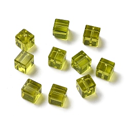 Olive Verre imitation perles de cristal autrichien, facette, suqare, olive, 7.5x7.5mm, Trou: 1mm