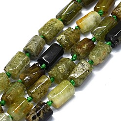 Garnet Natural Green Garnet Beads Strands, Nuggets, 6~12x6~7mm, Hole: 0.8mm, about 26~35pcs/strand, 15.55''~16.14''(39.5~41cm)