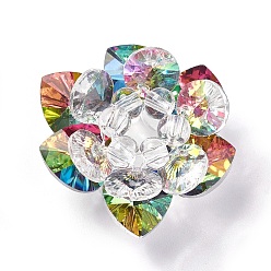 Colorido Perlas de vidrio tejida, perlas de racimo, loto, colorido, 25~28x14 mm, agujero: 5 mm