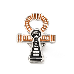 Orange Cross Enamel Pin, Platinum Alloy Badge for Backpack Clothes, Orange, 26x20.5x2mm