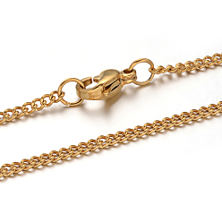 Golden 304 Stainless Steel Twisted Chain Necklaces, with Lobster Claw Clasps, Golden, 19.6 inch(50cm), 2mm