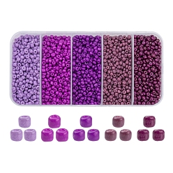 Purple 1900Pcs 5 Colors Baking Paint Glass Seed Beads, 8/0, Navajo White, 3~3.5mm, Hole: 1~1.2mm, 18g, about 380pcs/color