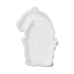 Blanc Moules en silicone pendentif bricolage thème saint valentin, moules de résine, pour la résine UV, fabrication artisanale de résine époxy, nains avec coeur, blanc, 76x50.5x6mm, Trou: 2.5mm, diamètre intérieur: 67x32.5 mm