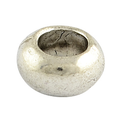 Argent Antique Rondelle de style tibétain perles européennes, Perles avec un grand trou   , sans cadmium et sans plomb, argent antique, 5.5x9.5mm, trou: 5 mm, environ 840 pcs / 1000 g