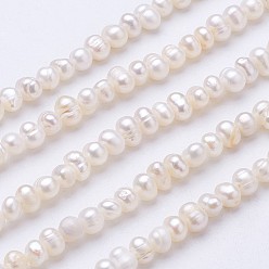 Beige Hilos de perlas de agua dulce cultivadas naturales, patata, crema, 4~4.5x5~5.5 mm, agujero: 0.5 mm, sobre 75~80 unidades / cadena, 13.7 pulgada