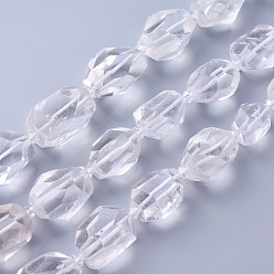 Quartz Crystal Natural Quartz Crystal Beads Strands, Rock Crystal, Faceted, Polygon, 19~22x12~18mm, Hole: 1.5mm, about 16~17pcs/strand, 15.15 inch~16.14 inch(38.5~41cm)