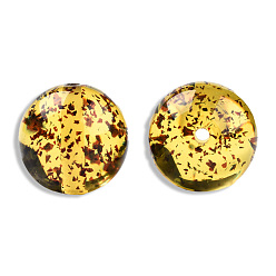 Verge D'or Des perles de résine transparentes, avec fleurs séchées à l'intérieur, ronde, verge d'or, 19mm, Trou: 2~2.4mm