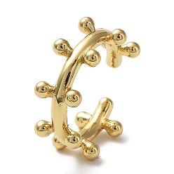 Настоящее золото 18K Латунные круглые открытые манжеты с бусинами для женщин, без свинца и без кадмия, долговечный, реальный 18 k позолоченный, внутренний диаметр: 17 мм