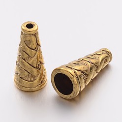Antique Golden Tibetan Style Alloy Bead Cone, Cadmium Free & Lead Free, Antique Golden, 18x8x8mm, Hole: 1mm