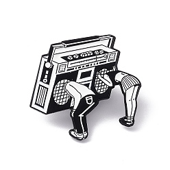 Furniture & Appliances Punk Musical Instruments Enamel Pin, Electrophoresis Black Alloy Brooch for Backpack Clothes, Radio Pattern, 27.5x31x2mm, Pin: 1.2mm