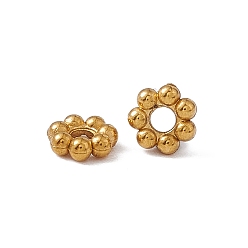 Real 18K Gold Plated Ion Plating(IP) 304 Stainless Steel Daisy Spacer Beads, Flower, Real 18K Gold Plated, 6x2mm, Hole: 1.6mm