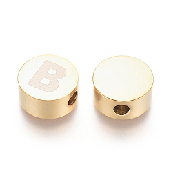 Letter B 304 billes d'acier inoxydable, plat rond avec la lettre, letter.b, 10x4.5mm, Trou: 2mm