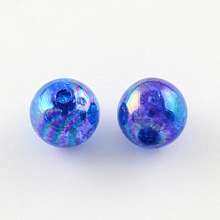 Azul Medio Granos de acrílico transparentes crepitar, color de ab, rondo, azul medio, 8 mm, agujero: 2.5 mm, 1800 unidades / 500 g
